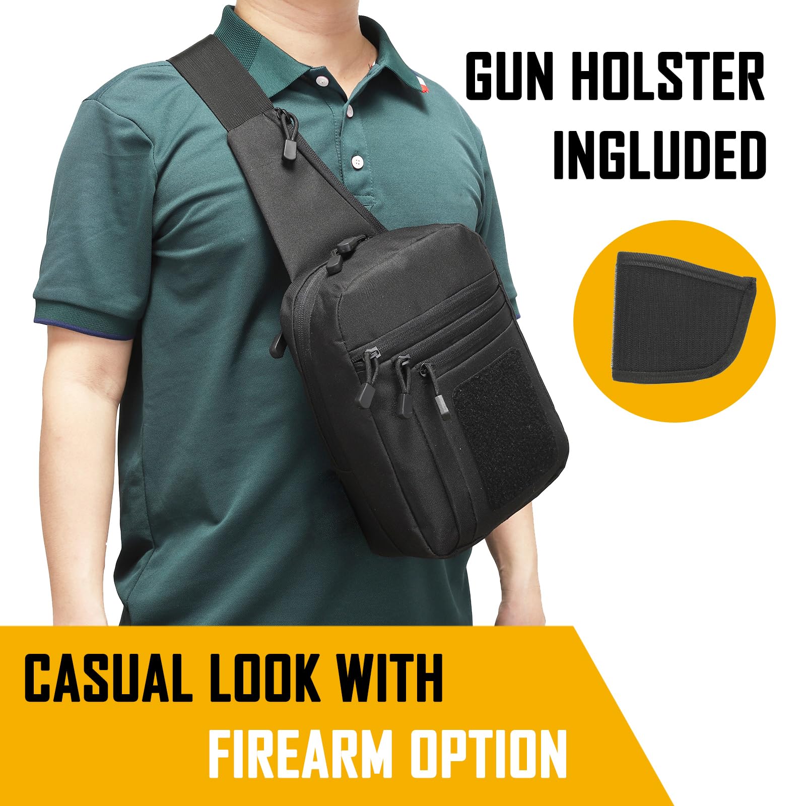 Edc Concealed Carry - حقيبة كروس مخفية للرجال، حقيبة حبال
